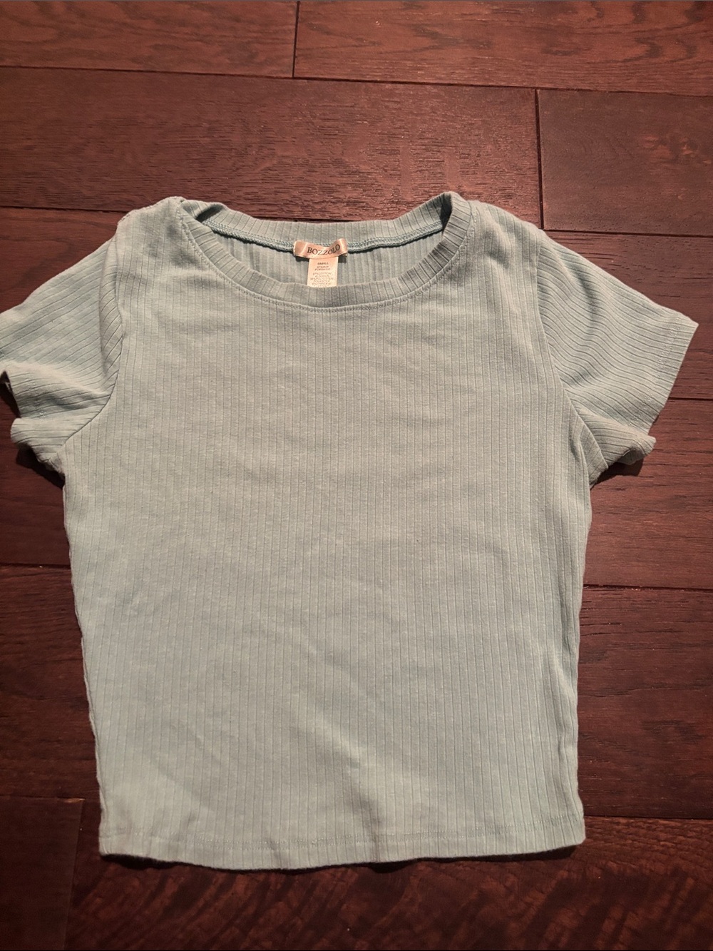 Bozzolo Pale Blue Ribbed Short Sleeve Tee